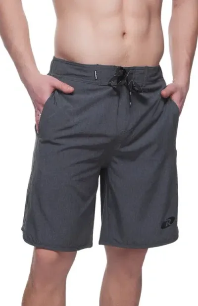 Rokka&rolla Quick-dry Stretch Swim Trunks With Adjustable Waistband In Grey