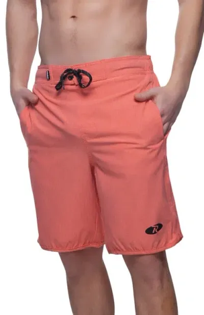 Rokka&rolla Quick-dry Stretch Swim Trunks With Adjustable Waistband In Peach