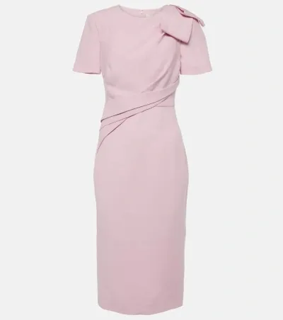 Roland Mouret Bow-detail Wool And Silk Midi Dress In Pink