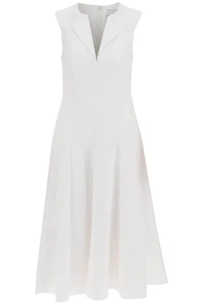 Roland Mouret Cotton Poplin Midi Dress In In White