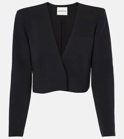 Roland Mouret Cropped Silk And Wool Jacket In Black