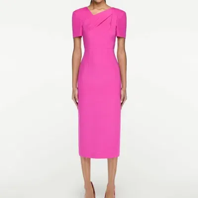 Roland Mouret Structured Silk And Wool Midi Dress In Pink