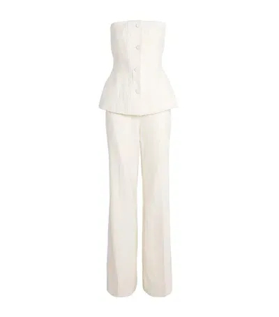 Roland Mouret Wool-blend Strapless Jumpsuit In Ivory