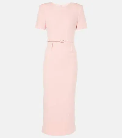 Roland Mouret Wool Crêpe Midi Dress In Pink