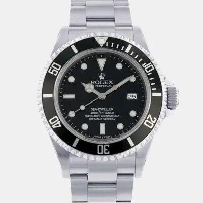 Pre-owned Rolex Black Stainless Steel Sea-dweller Automatic Men's Wristwatch 40 Mm