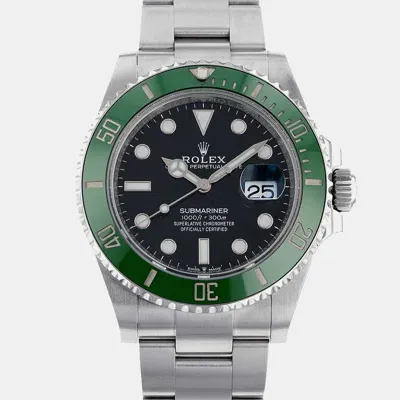 Pre-owned Rolex Black Stainless Steel Submariner 126610lv Automatic Men's Wristwatch 41 Mm