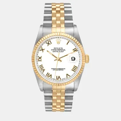 Pre-owned Rolex Datejust White Dial Steel Yellow Gold Men's Watch 36.0 Mm