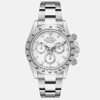 Pre-owned Rolex Daytona Chronograph White Dial Steel Mens Watch 116520