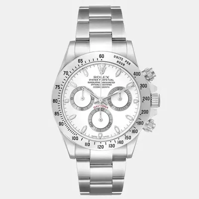 Pre-owned Rolex Daytona Chronograph White Dial Steel Mens Watch 116520