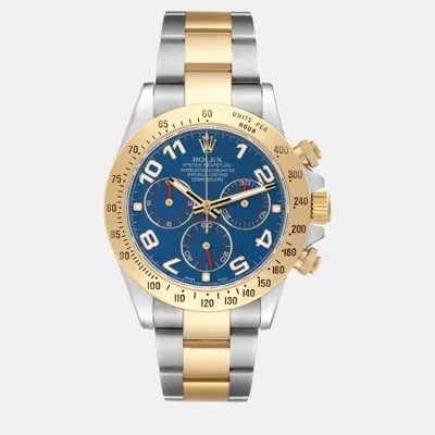 Pre-owned Rolex Daytona Steel Yellow Gold Blue Racing Dial Men's Watch 40.0 Mm