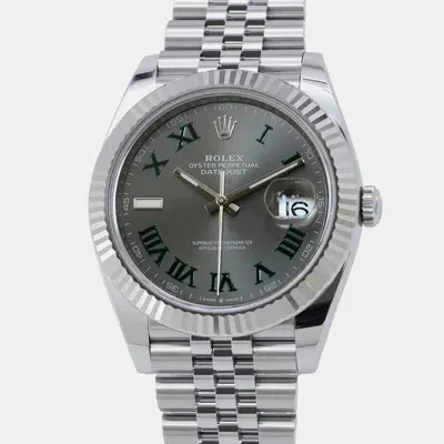 Pre-owned Rolex Green Stainless Steel Datejust 126200 Automatic Men's Wristwatch 36 Mm