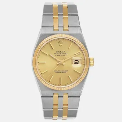 Pre-owned Rolex Oysterquartz Datejust Steel Yellow Gold Men's Watch 36 Mm