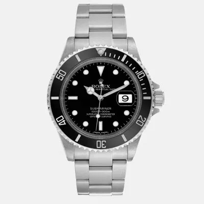 Pre-owned Rolex Submariner Date Black Dial Steel Men's Watch 16610 40 Mm