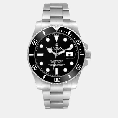 Pre-owned Rolex Submariner Date Black Dial Steel Men's Watch 40 Mm