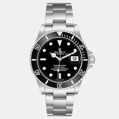 Pre-owned Rolex Submariner Date Black Dial Steel Mens Watch 16610