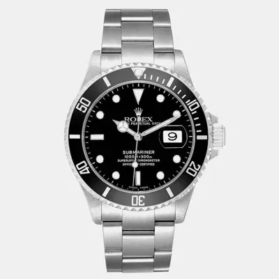 Pre-owned Rolex Submariner Date Black Dial Steel Mens Watch 16610