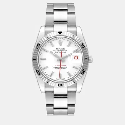 Pre-owned Rolex Turnograph Steel White Gold Bezel Men's Watch 36 Mm