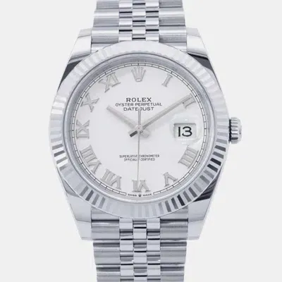 Pre-owned Rolex White 18k White Gold Stainless Steel Datejust 126334 Automatic Men's Wristwatch 41 Mm