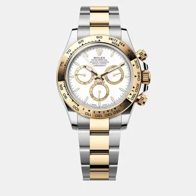 Pre-owned Rolex White 18k Yellow Gold And Stainless Steel Daytona 126503 Men's Wristwatch 40 Mm