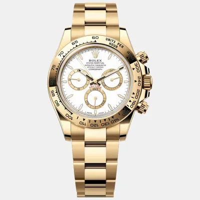 Pre-owned Rolex White 18k Yellow Gold Daytona 126508 Men's Wristwatch 40 Mm