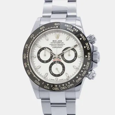 Pre-owned Rolex White Stainless Steel Cosmograph Daytona Automatic Men's Wristwatch 40 Mm