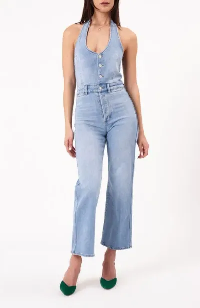 Rolla's Denim Halter Ankle Bootcut Jumpsuit In Multi