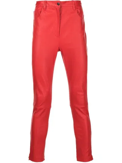 Romeo Hunte Slim-fit Leather Trousers In Red