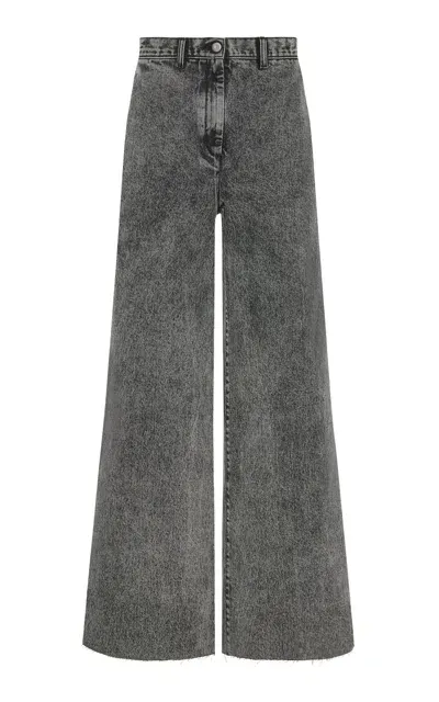 Rosetta Getty Acid-wash Wide-leg Jeans In Black