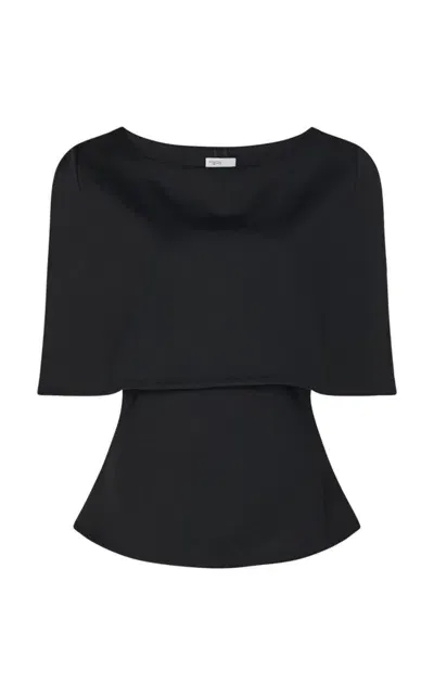 Rosetta Getty Cape-detailed Scuba Knit Off-the-shoulder Top In Black