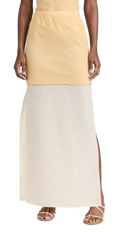 Rosetta Getty Floor-length Layered Maxi Skirt In Neutral