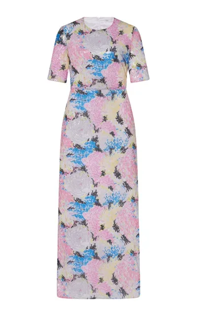 Rosetta Getty Floral-print Mesh Maxi Dress In Multi