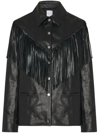 Rosetta Getty Fringe Leather Jacket In Black