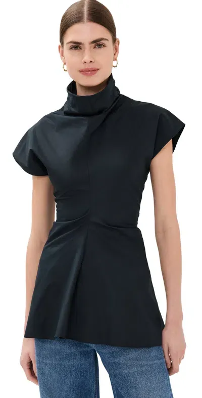 Rosetta Getty Funnel Neck Torqued Top Black