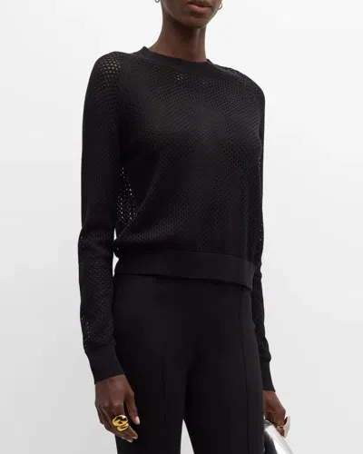 Rosetta Getty Mesh Knit Sweatshirt In Black