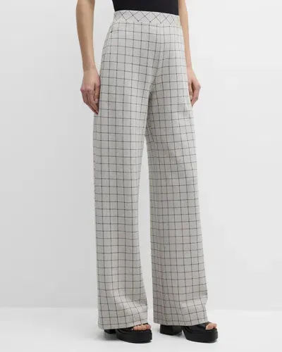 Rosetta Getty Mid-rise Windowpane Wide-leg Pull-on Trousers In Multi