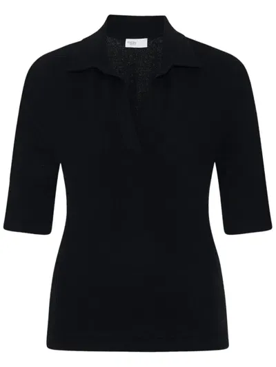 Rosetta Getty Open-neck Knit Polo Shirt In Black