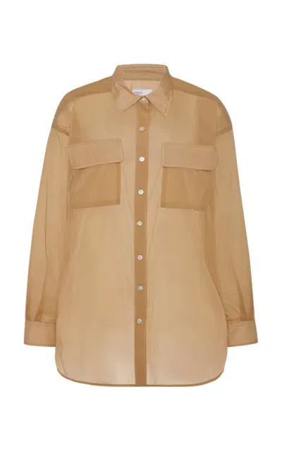 Rosetta Getty Oversized Stretch-organza Cargo Shirt In Brown