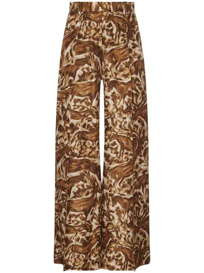 Rosetta Getty Pleat Front Straight-leg Trousers In Brown