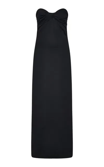 Rosetta Getty Twist-detail Strapless Maxi Dress In Black