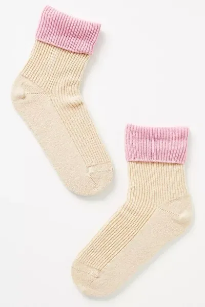 Rosie Sugden Cashmere Contrast Socks In Pink