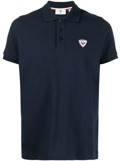 Rossignol Logo-patch Cotton Polo-shirt In Blue