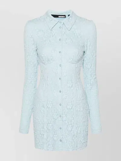 Rotate Birger Christensen Floral-lace Shirt Mini Dress In Blue