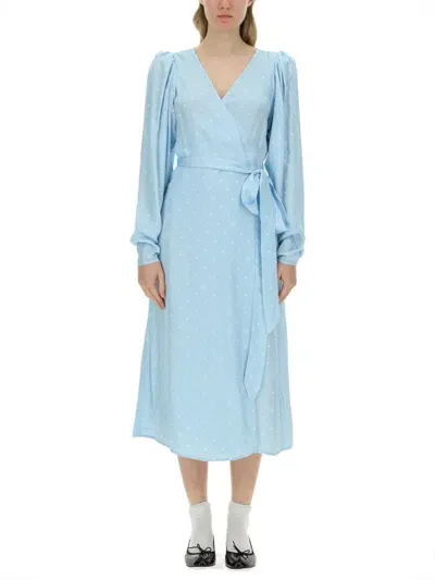 Rotate Birger Christensen Rotate Dress With Bow In Blue