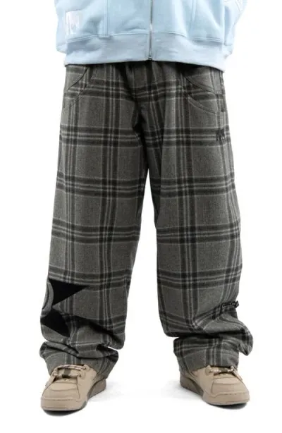 Round Two Plaid Wool Blend Flannel Pants In Forest Green