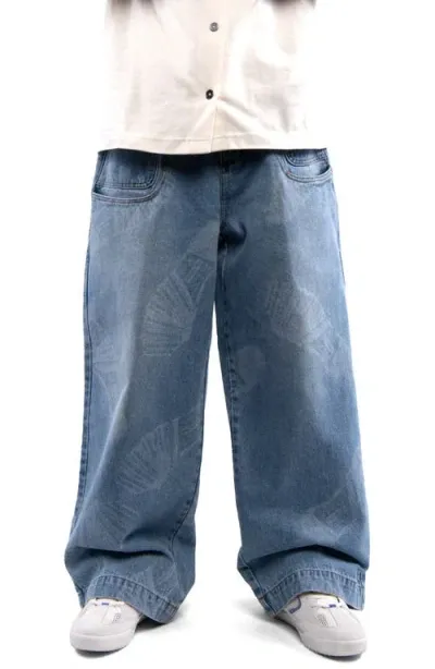 Round Two Skate Park Wide Leg Jeans In Blue