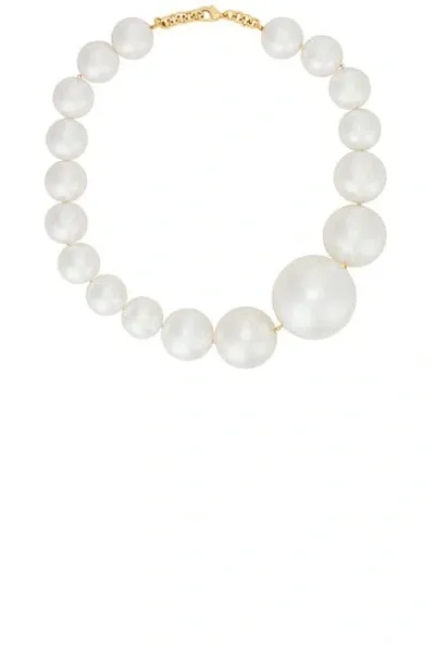 Rowen Rose Asymmetric Pearl Necklace In Gold & White