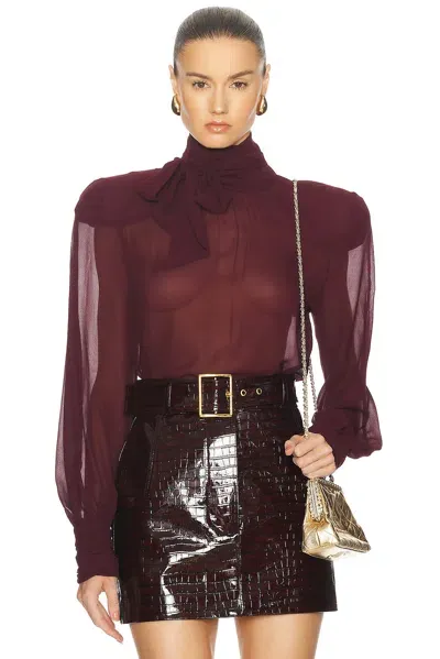 Rowen Rose Oversized Blouse With Bow-neck In Bordeaux