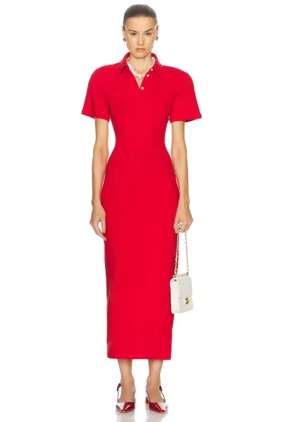 Rowen Rose Short Sleeve Long Polo Dress In Red