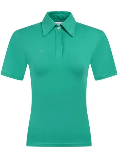 Rowen Rose Shoulder-padded Jersey Polo Shirt In Grün