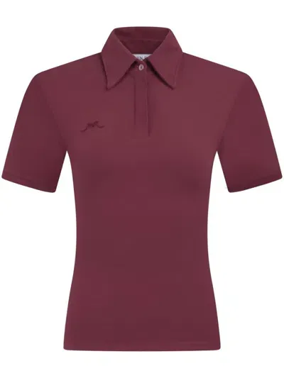 Rowen Rose Shoulder-padded Jersey Polo Shirt In Red